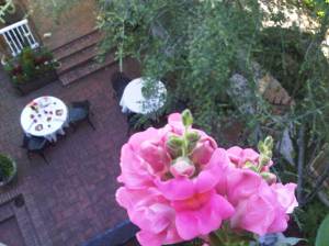 Presidents' Quarters Inn courtyard and balcony flowers