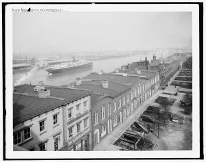 Savannah Factors Walk historic district and Savannah River | Library of Congress